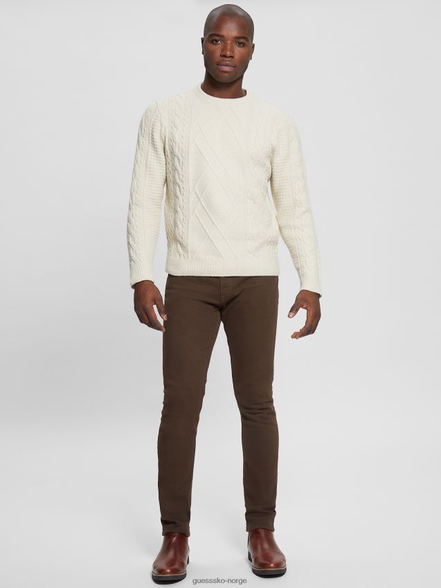 Guess øko kabelstrikket genser ecru pearl ecru perle menn F0LJ8010380