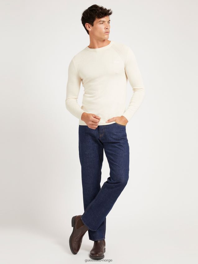 Guess krem genser i viskoseblanding med rund hals krem menn F0LJ801378