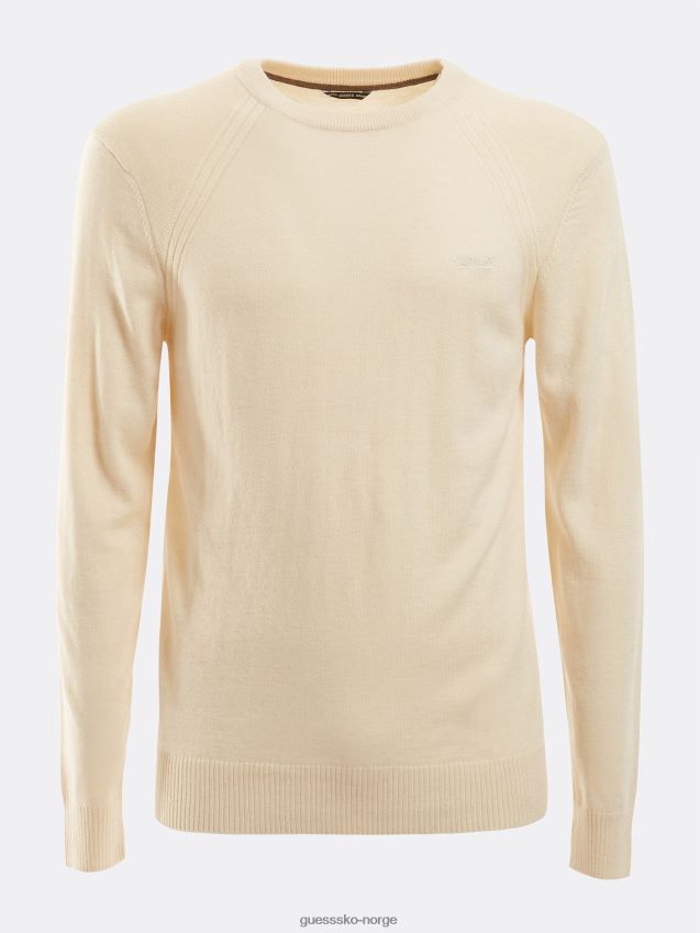 Guess krem genser i viskoseblanding med rund hals krem menn F0LJ801378