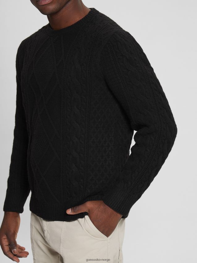 Guess kulsort øko kabelstrikket genser kulsvart menn F0LJ8010351