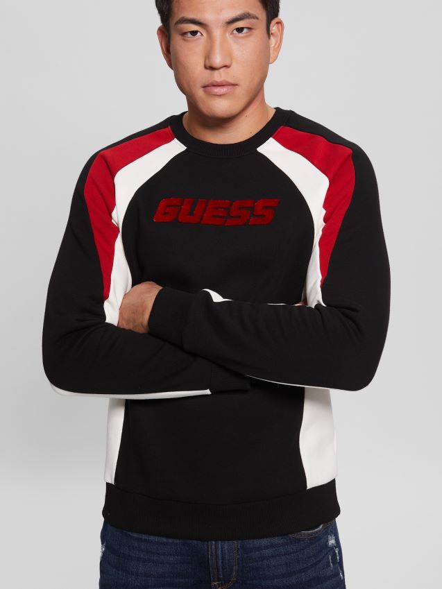 Guess kulsort øko matt sweatshirt med rund hals kulsvart menn F0LJ8010445