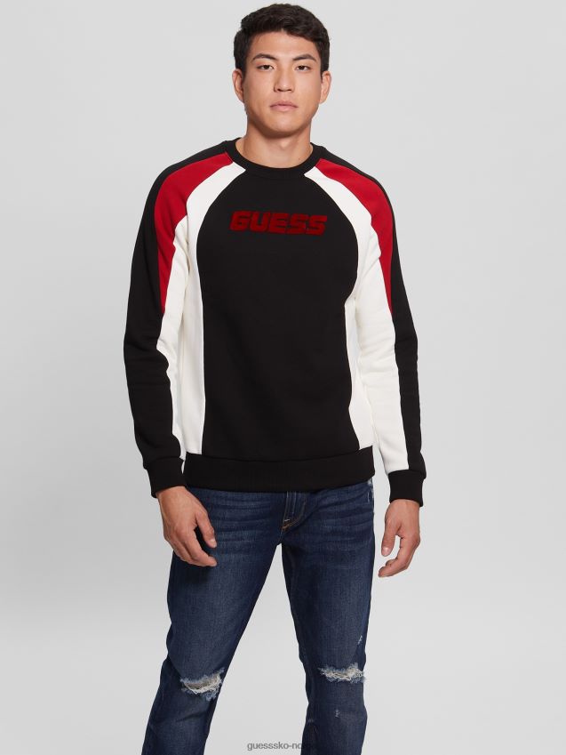 Guess kulsort øko matt sweatshirt med rund hals kulsvart menn F0LJ8010445