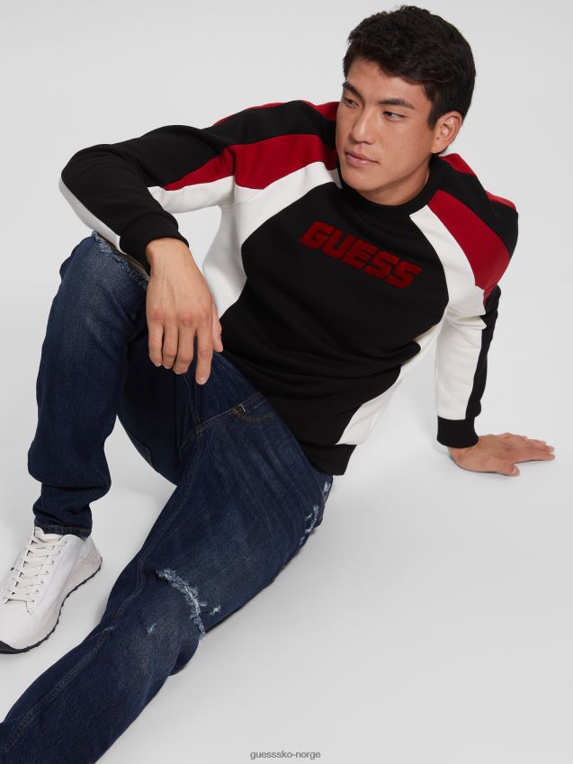 Guess kulsort øko matt sweatshirt med rund hals kulsvart menn F0LJ8010445