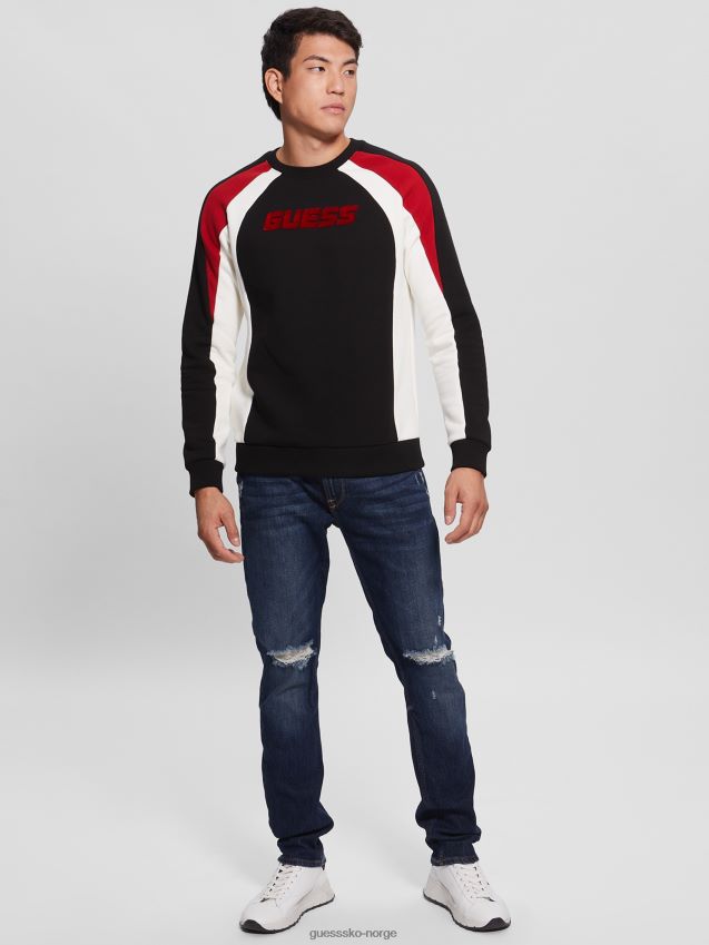Guess kulsort øko matt sweatshirt med rund hals kulsvart menn F0LJ8010445