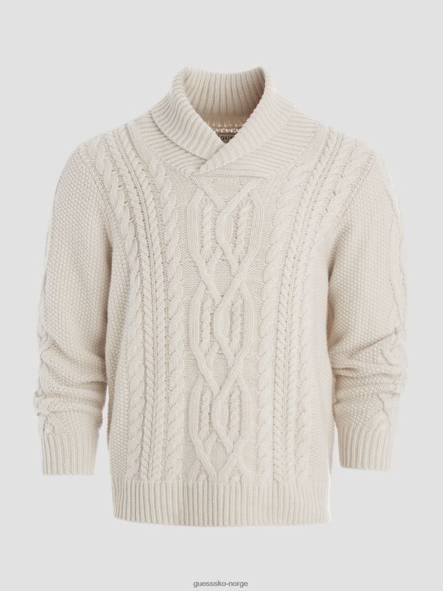 Guess kyle sjal genser ecru pearl ecru perle menn F0LJ8010438