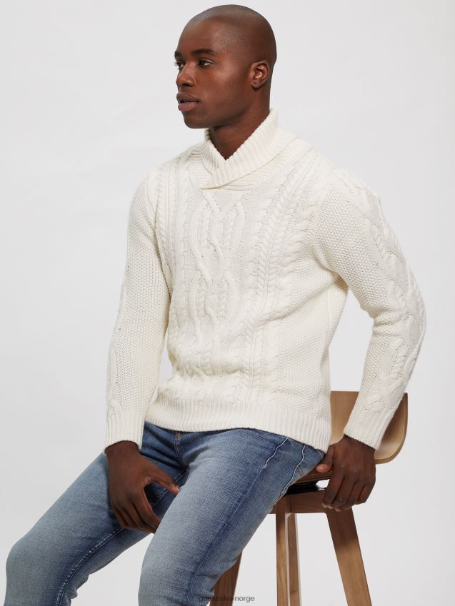 Guess kyle sjal genser ecru pearl ecru perle menn F0LJ8010438