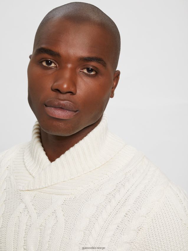 Guess kyle sjal genser ecru pearl ecru perle menn F0LJ8010438