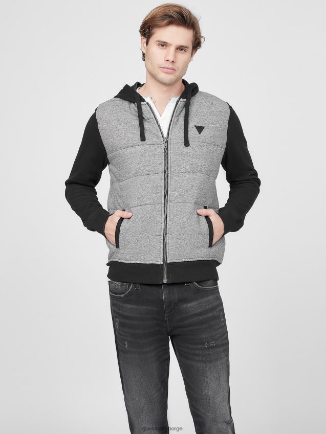 Guess lanter fleece hettegenser jet black kulsvart menn F0LJ808168