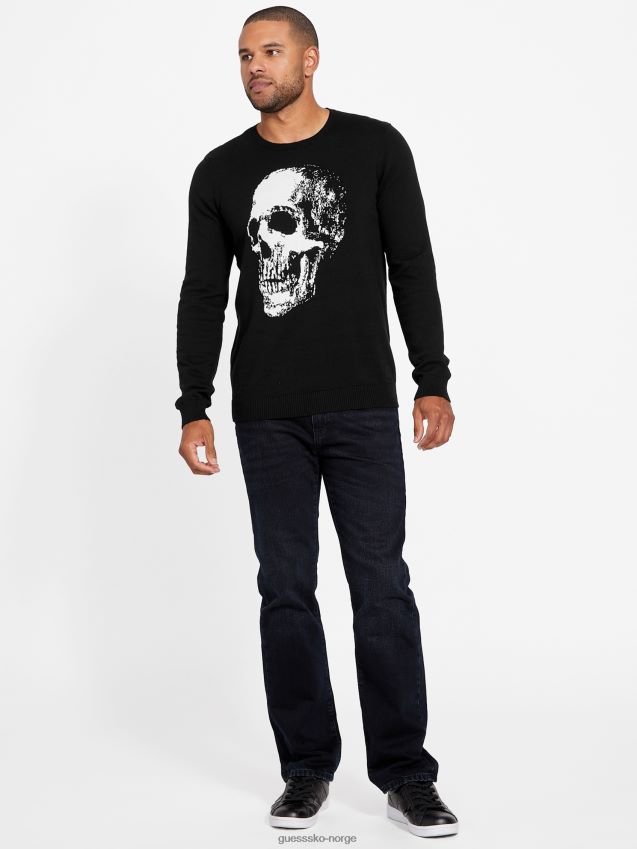 Guess leander genser med rund hals, kulsort kulsvart menn F0LJ808029