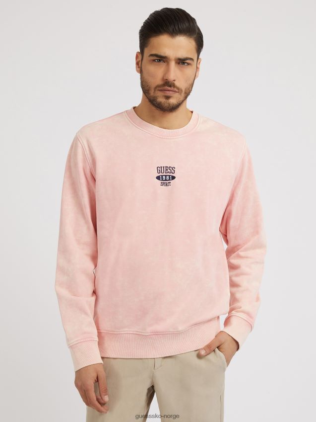 Guess liten brodert logo-genser, rosa rosa menn F0LJ80694