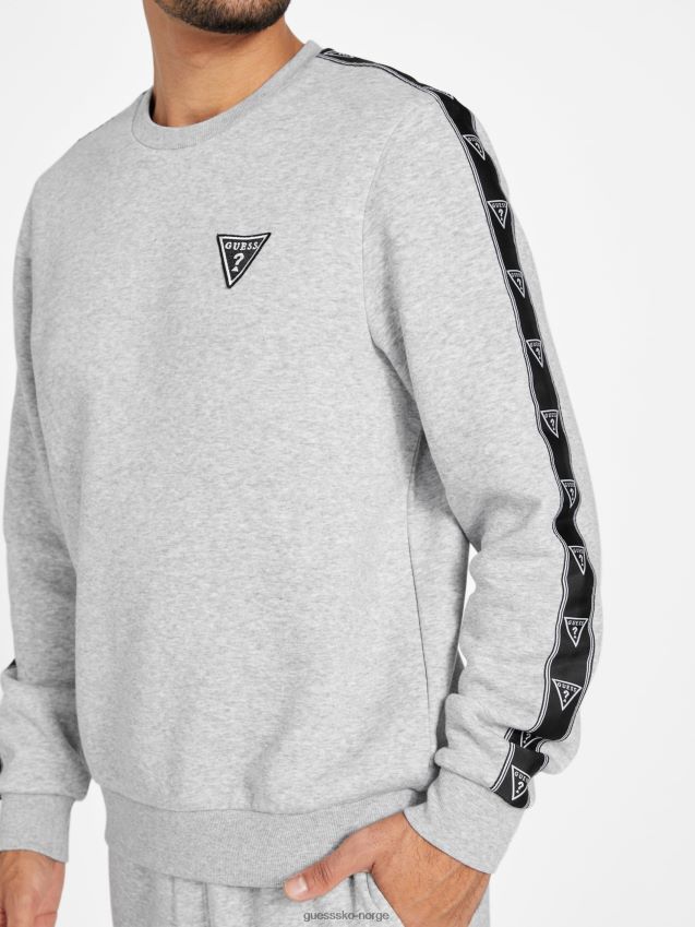 Guess lys melert grå dover logo genser med rund hals lys melert grå menn F0LJ807854
