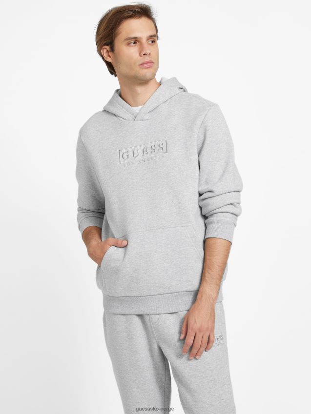 Guess lys melert grå øko harvey hettegenser med logo lys melert grå menn F0LJ808205
