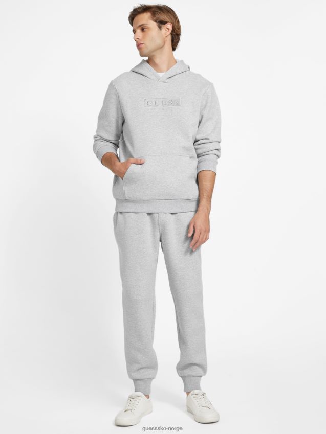 Guess lys melert grå øko harvey hettegenser med logo lys melert grå menn F0LJ808205