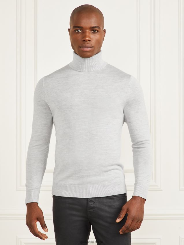 Guess lys steinlyng merinoull genser med rund hals lys steinlyng menn F0LJ8010489