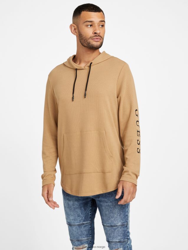 Guess margo vaffel hettegenser ristet taupe ristet taupe menn F0LJ808253