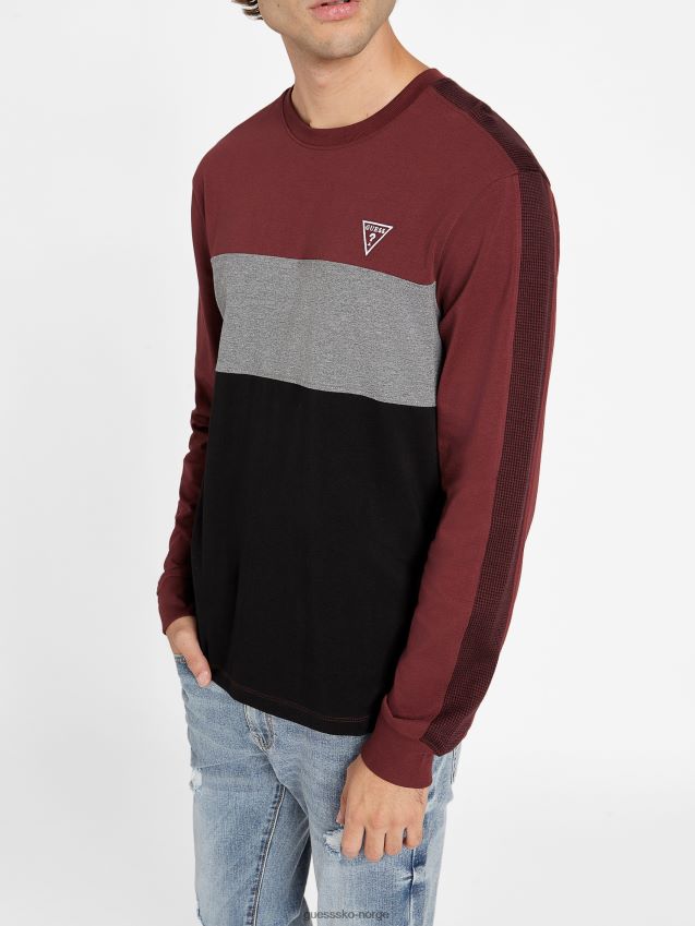 Guess marmont rød multi eco arto colour-block genser med rund hals marmont rød multi menn F0LJ808336