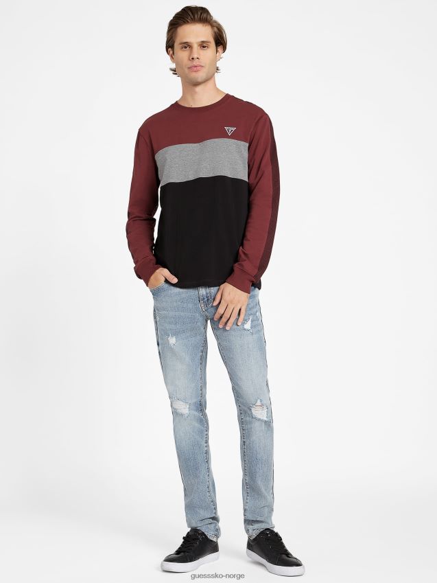 Guess marmont rød multi eco arto colour-block genser med rund hals marmont rød multi menn F0LJ808336