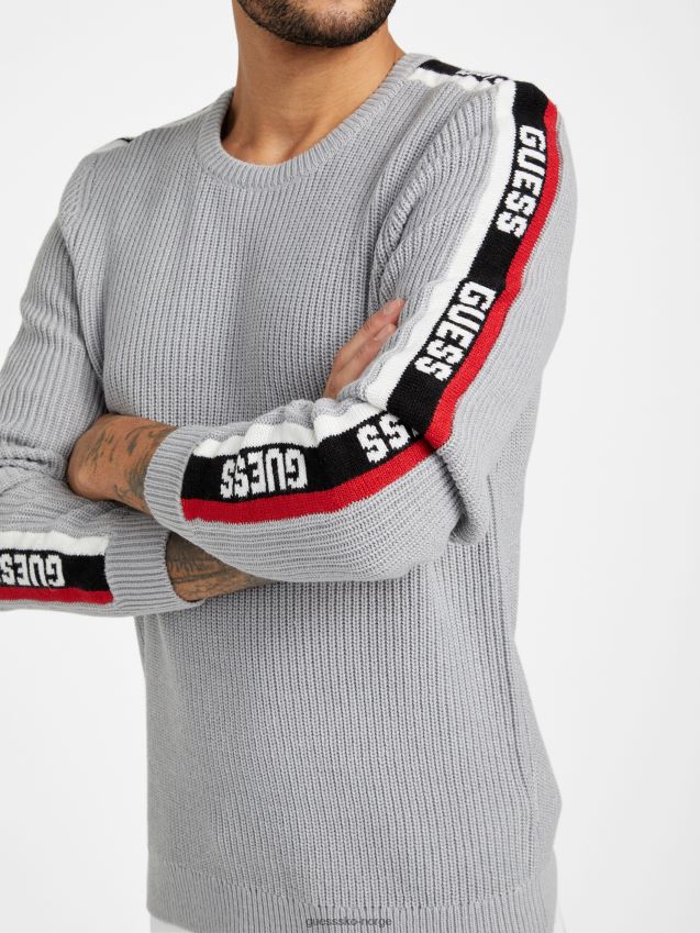 Guess matias langermet crewneck grå stål grått stål menn F0LJ808250