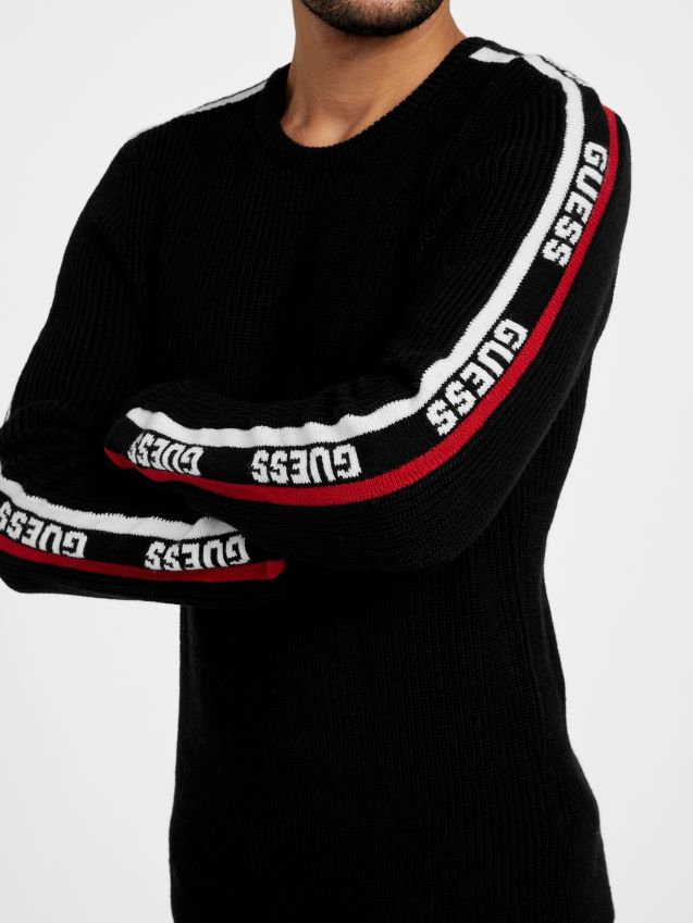 Guess matias langermet crewneck kulsort kulsvart menn F0LJ808059