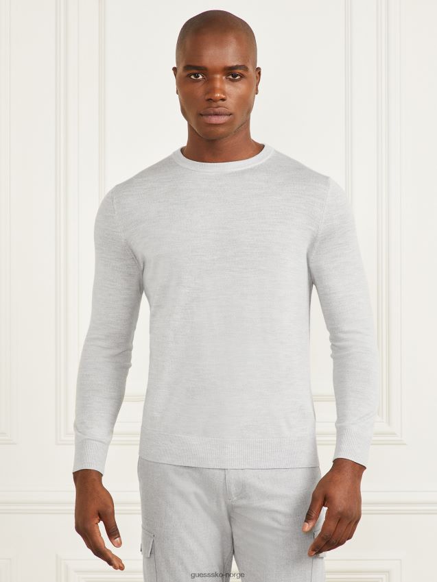 Guess merinoull genser med rund hals lett steinlyng lys steinlyng menn F0LJ8010420