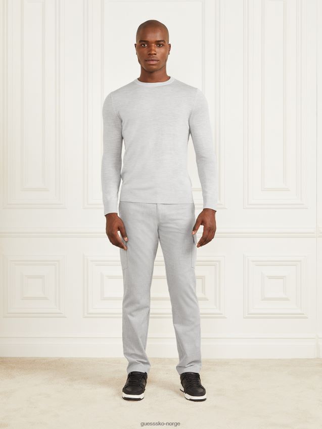 Guess merinoull genser med rund hals lett steinlyng lys steinlyng menn F0LJ8010420