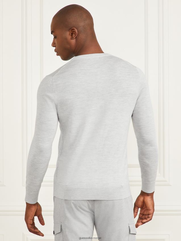 Guess merinoull genser med rund hals lett steinlyng lys steinlyng menn F0LJ8010420