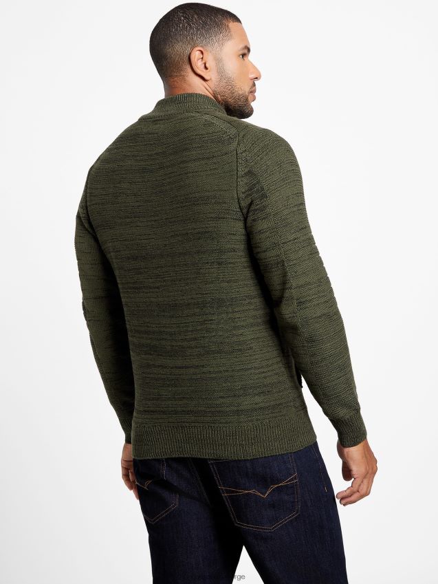 Guess nifs skog chet marled mock neck genser skummel skog menn F0LJ808007