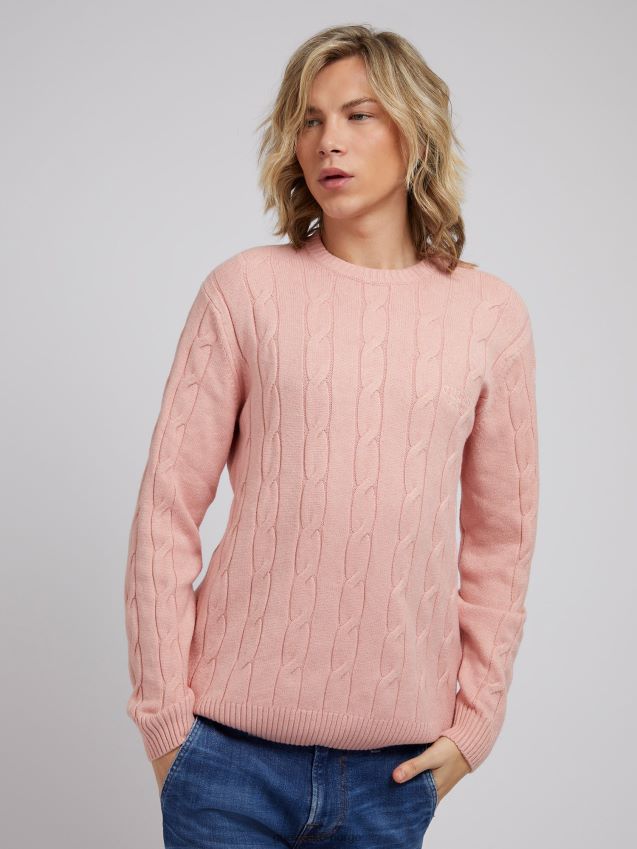 Guess oransje kabelstrikket genser oransje menn F0LJ801427