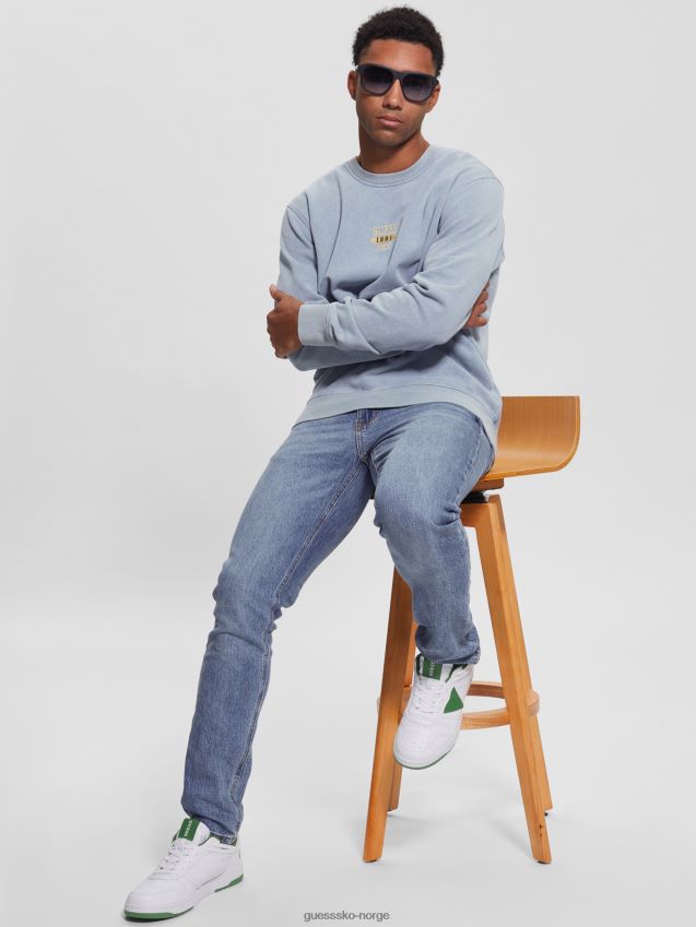 Guess parisisk tak blå ustin genser med brodert logo parisisk tak blå menn F0LJ8010436