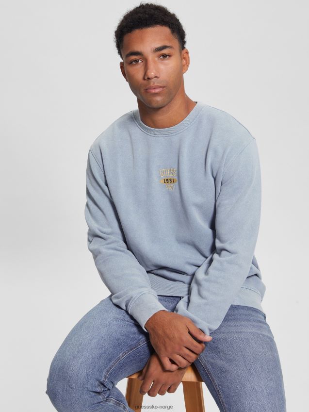 Guess parisisk tak blå ustin genser med brodert logo parisisk tak blå menn F0LJ8010436