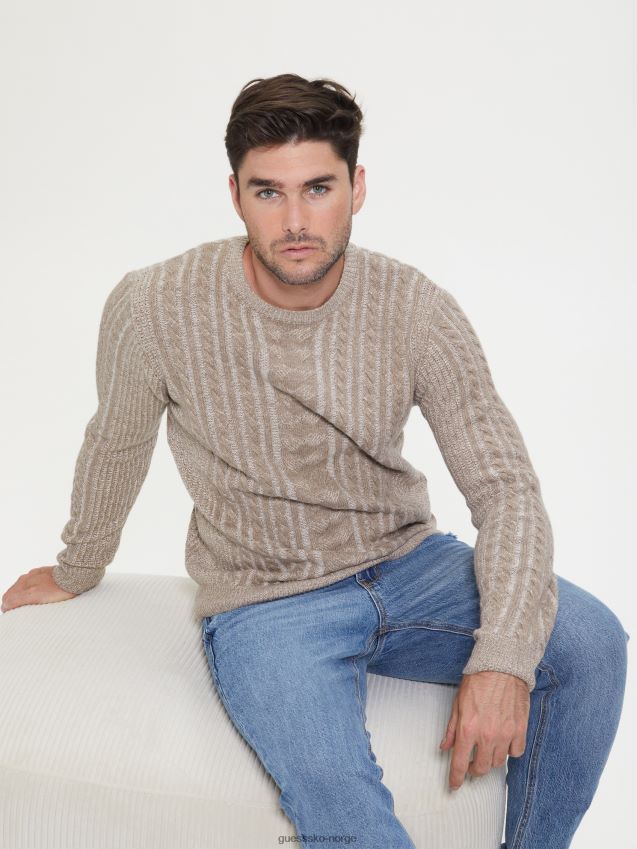 Guess phil tofarget kabelstrikket genser naturlig lyngkombo naturlig lyngkombo menn F0LJ8010464