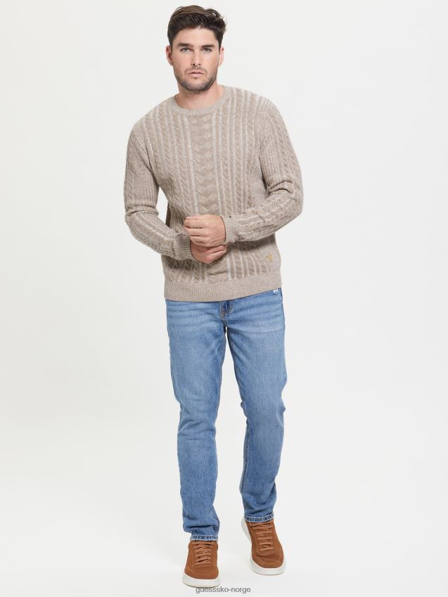 Guess phil tofarget kabelstrikket genser naturlig lyngkombo naturlig lyngkombo menn F0LJ8010464