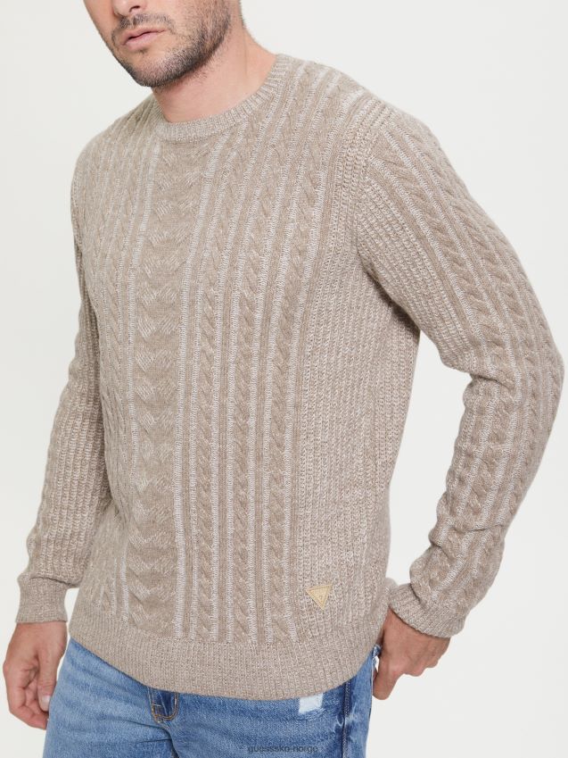 Guess phil tofarget kabelstrikket genser naturlig lyngkombo naturlig lyngkombo menn F0LJ8010464