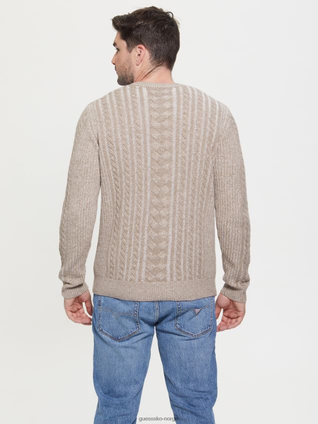 Guess phil tofarget kabelstrikket genser naturlig lyngkombo naturlig lyngkombo menn F0LJ8010464