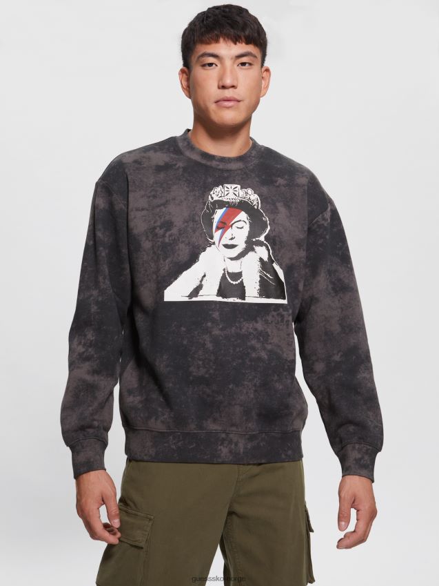 Guess queen sweatshirt jet black multi jet black multi menn F0LJ8010851