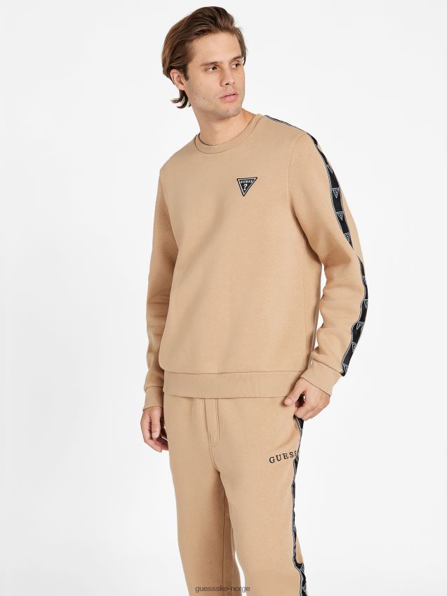 Guess ristet taupe dover logo genser med rund hals ristet taupe menn F0LJ808248