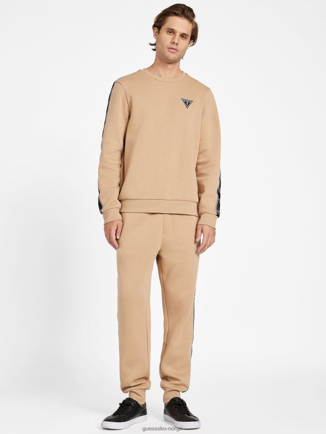 Guess ristet taupe dover logo genser med rund hals ristet taupe menn F0LJ808248