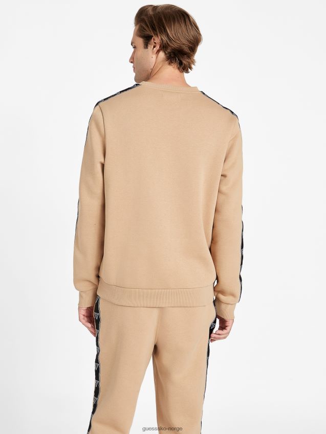 Guess ristet taupe dover logo genser med rund hals ristet taupe menn F0LJ808248