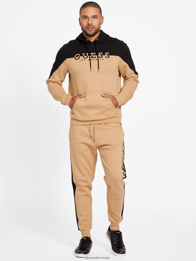 Guess ristet taupe øko marcus hettegenser med logo ristet taupe menn F0LJ807943