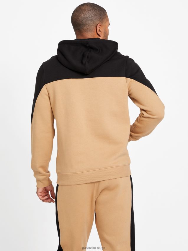 Guess ristet taupe øko marcus hettegenser med logo ristet taupe menn F0LJ807943