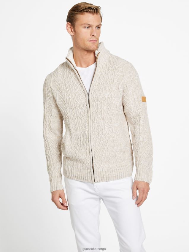 Guess ristet taupe lane ullblandingsgenser med glidelås ristet taupe menn F0LJ807962