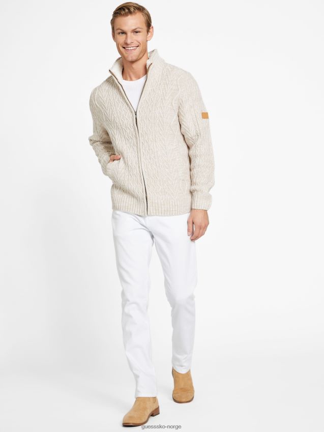 Guess ristet taupe lane ullblandingsgenser med glidelås ristet taupe menn F0LJ807962