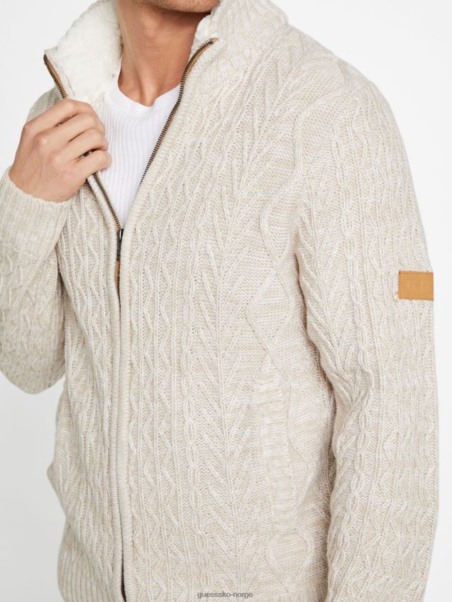 Guess ristet taupe lane ullblandingsgenser med glidelås ristet taupe menn F0LJ807962