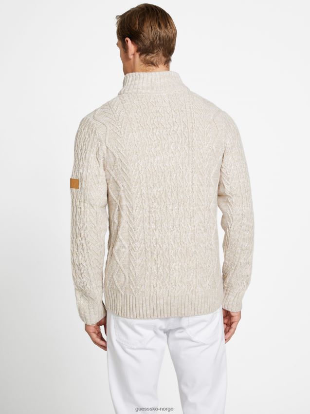 Guess ristet taupe lane ullblandingsgenser med glidelås ristet taupe menn F0LJ807962