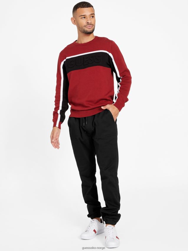 Guess rowe color-block genser red noir rød noir menn F0LJ808562