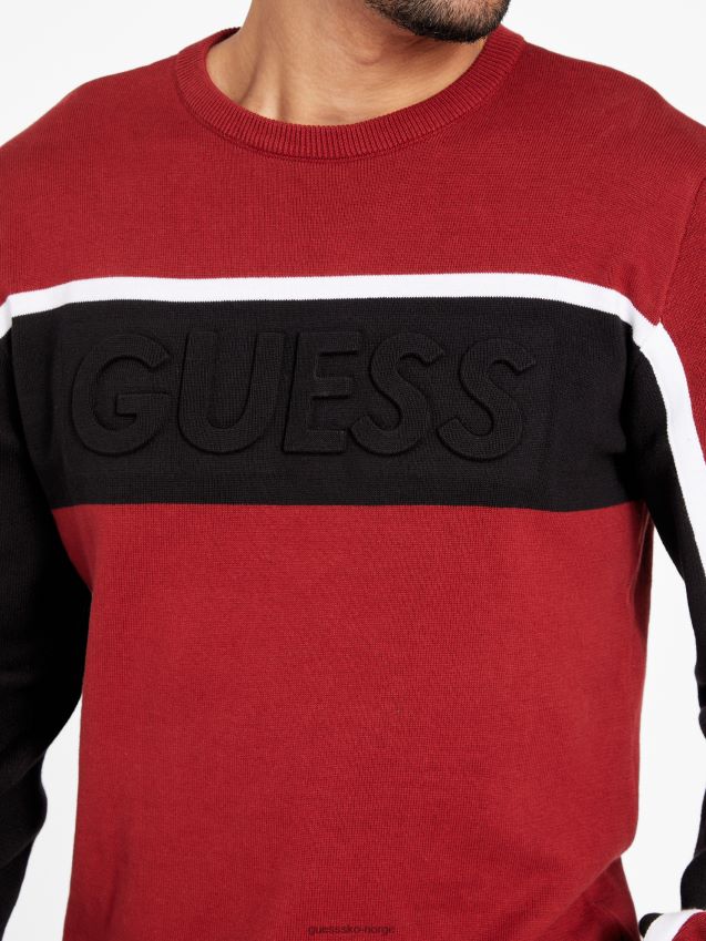 Guess rowe color-block genser red noir rød noir menn F0LJ808562