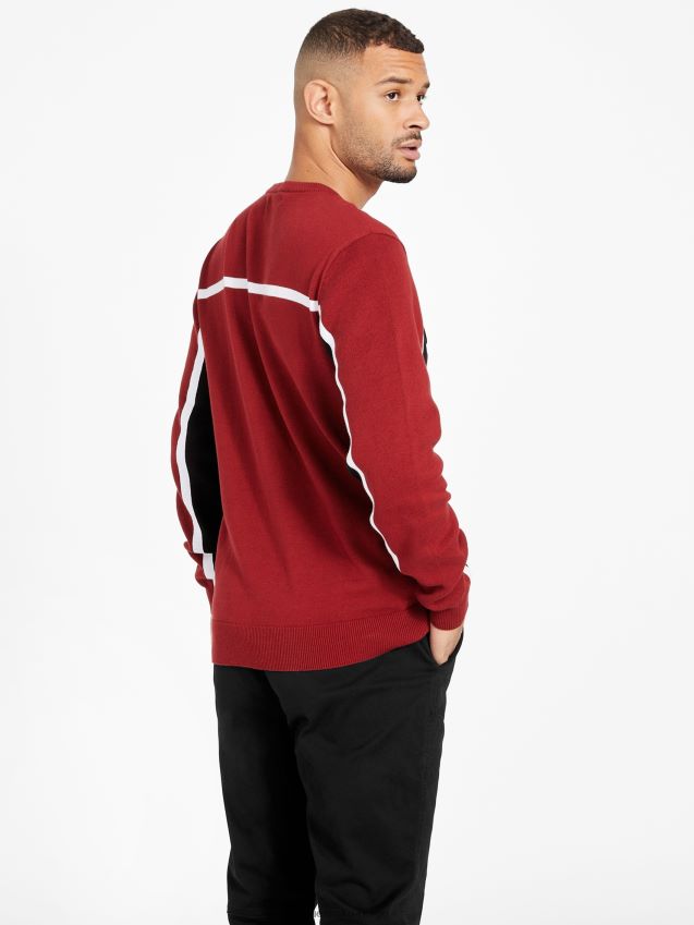 Guess rowe color-block genser red noir rød noir menn F0LJ808562