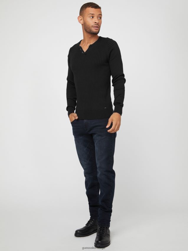 Guess sean slit genser t-skjorte kulsort kulsvart menn F0LJ807978