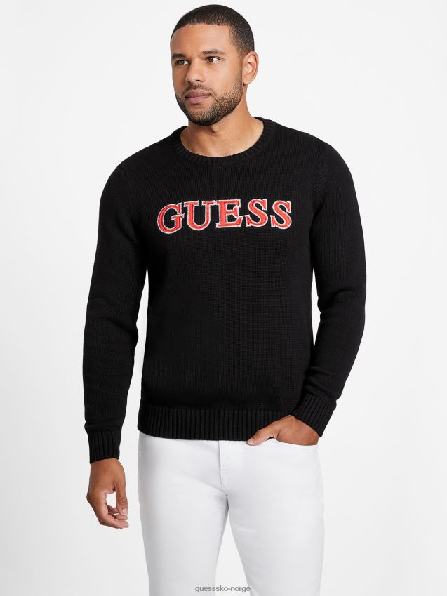 Guess side patch logo genser jet black kulsvart menn F0LJ808068
