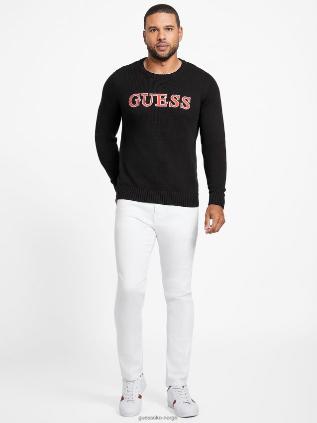 Guess side patch logo genser jet black kulsvart menn F0LJ808068